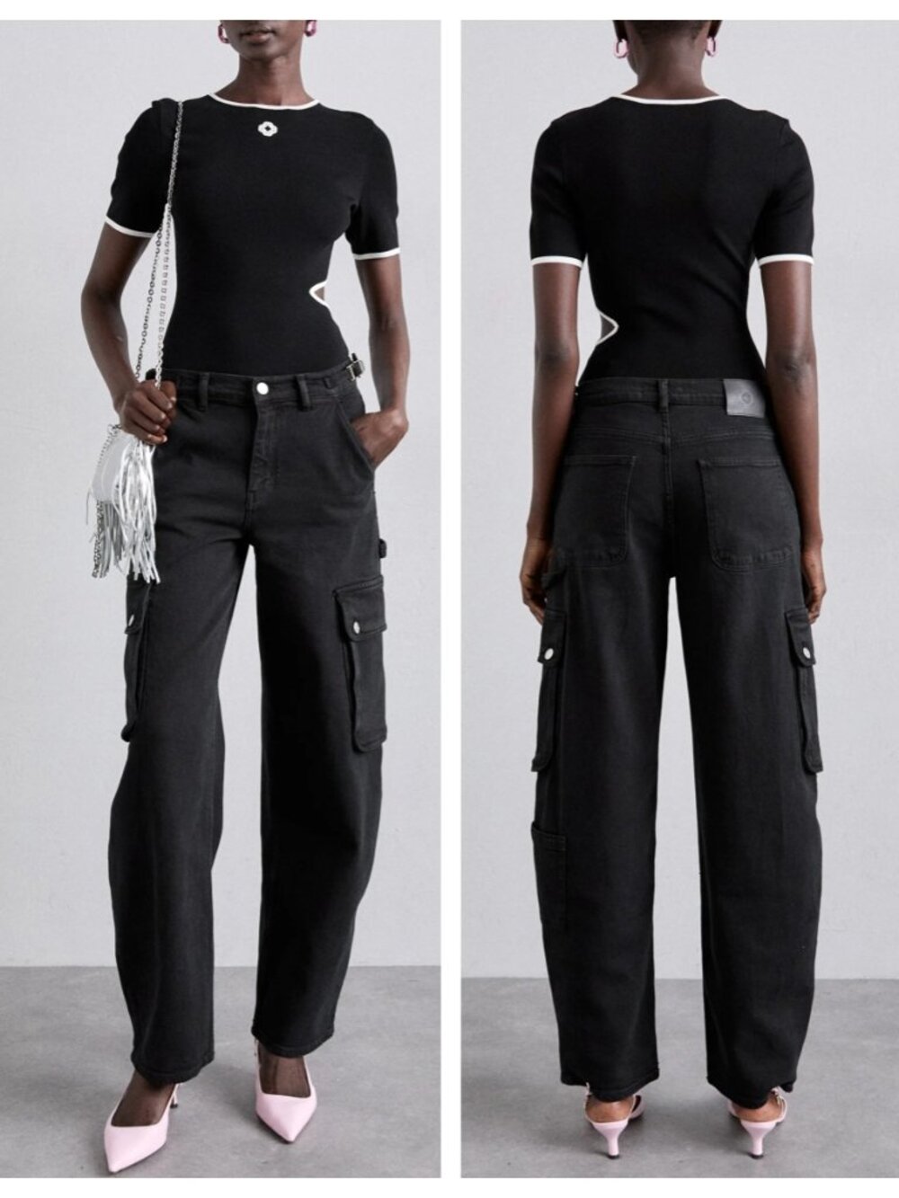 maje Pekkano High-rise Cargo Jeans Black
